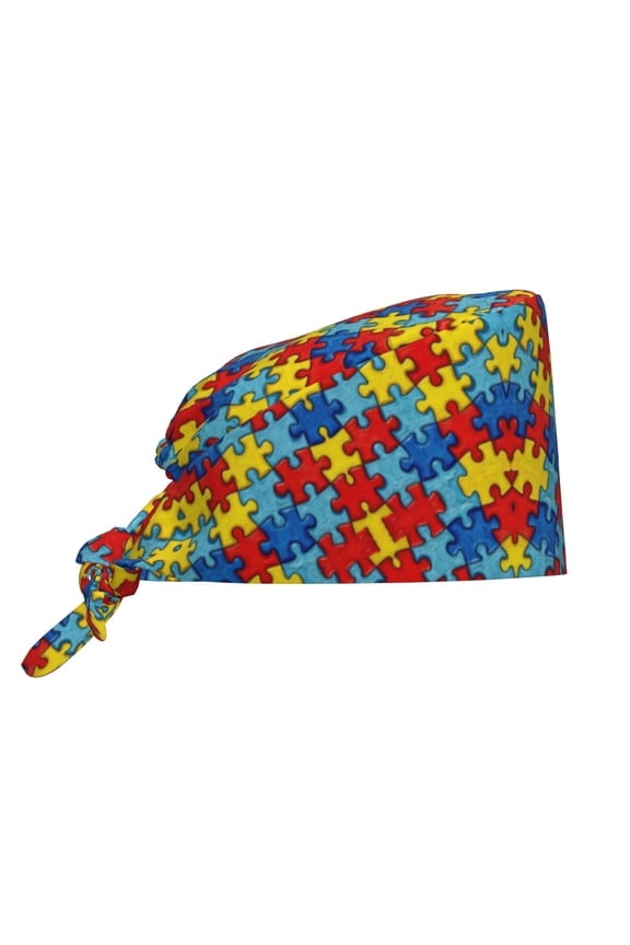 Autism Awareness Puzzles Working Cap With Sweatband Adjustable Unisex Women Tie Back Hat
