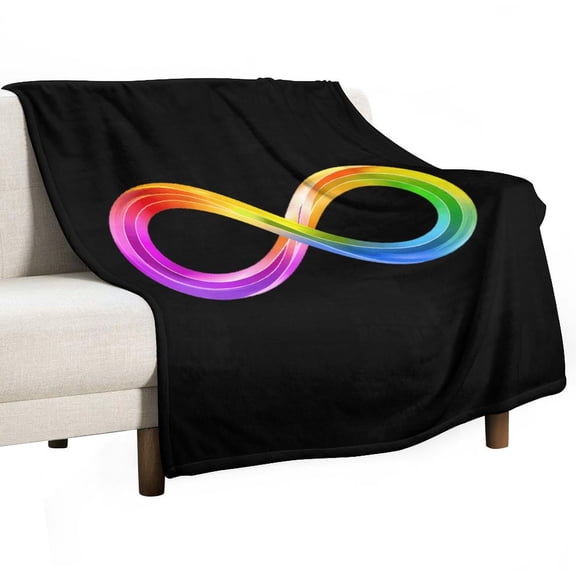 Autism Awareness Rainbow Infinity Symbol Super Soft Blanket Flannel Throw Blanket Flannel Microfiber Blankets for Couch Bed Sofa Fluffy and Warm 50"x60"