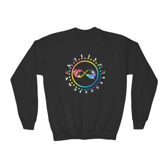 Autism Awareness Rainbow Infinity sign Youth Crewneck Sweatshirt