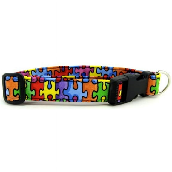 Autism Awareness Rainbow Puzzle Dog Collar - Size - Large