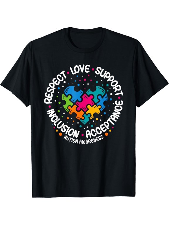 Autism Awareness Respect Love Support Blue Autism T-Shirt men and women can wear, black, white, gifts