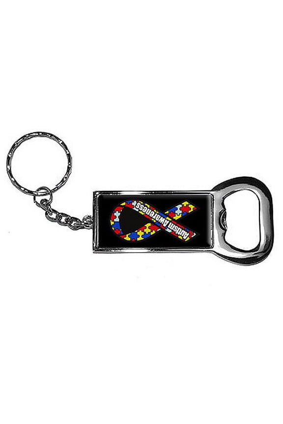 Autism Awareness Ribbon Bottle Opener Keychain