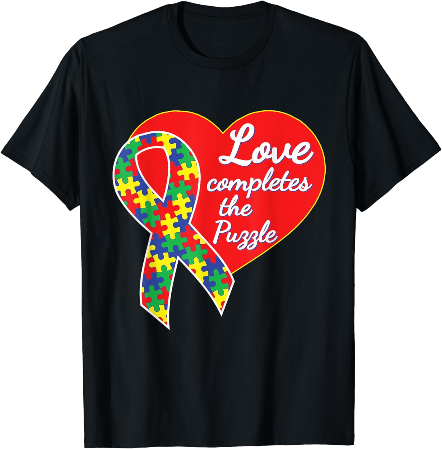 Autism Awareness Ribbon Love Completes The Puzzle T-Shirt - Walmart.com
