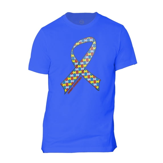 Autism Awareness Ribbon Mens Short-Sleeve T-Shirt - Royal - X-Large