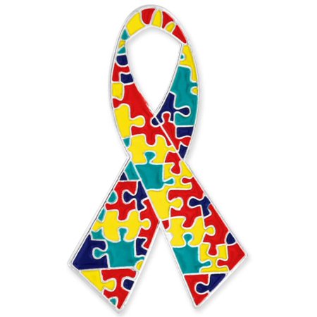 Autism Awareness Ribbon Puzzle Piece Enamel Lapel Pin 1-1/4 - 100 Pack