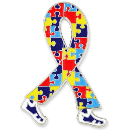Autism Awareness Ribbon Walk Enamel Enamel Lapel Pin 1-1/4 - 50 Pack