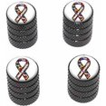 thumbnail image 1 of Autism Awareness Ribbon on White Tire Rim Wheel Aluminum Valve Stem Caps, Multiple Colors, 1 of 1