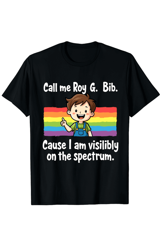 Autism Awareness Roy G Biv Rainbow Spectrum Graphic Short Sleeve T-Shirt for Women Men Funny