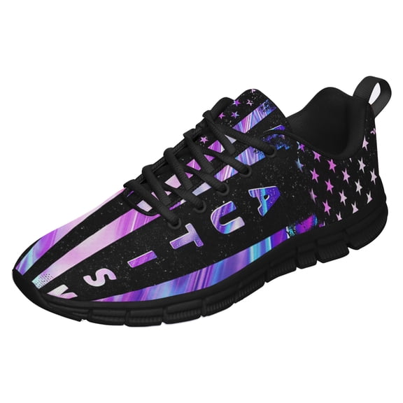 Autism Awareness Running Shoes Sneakers Mesh Black Size 7.5