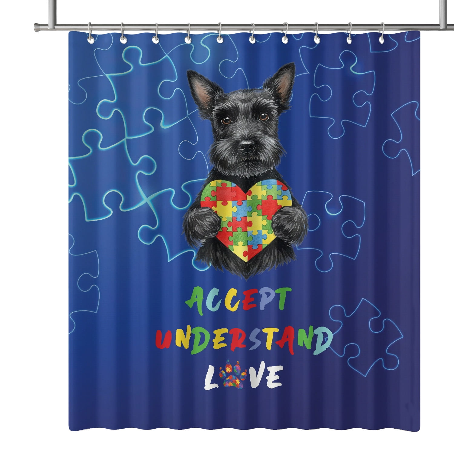 Autism Awareness Scottish Terrier Accept Understand Love Shower Curtain(03)