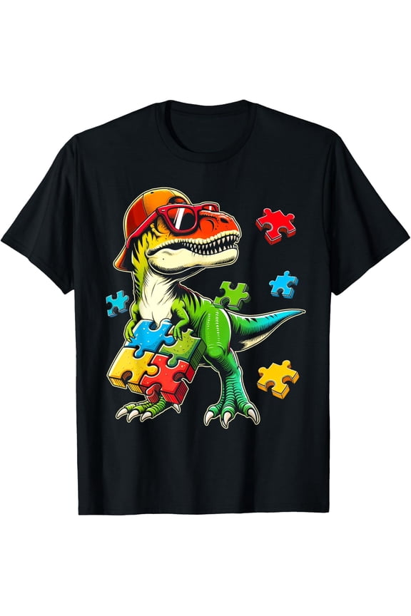 Autism Awareness Shirt Dinosaur Autistic Boys T-Shirt