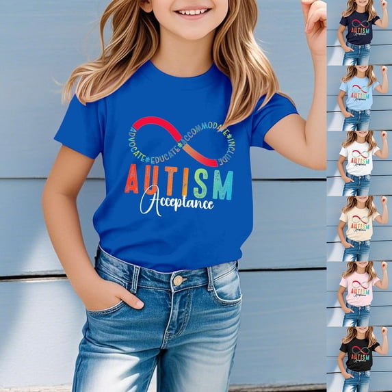 Autism Awareness Shirt Kids Autism Acceptance Shirts Boys Girls Funny Inspirational Saying Puzzle Piece Graphic Tops
