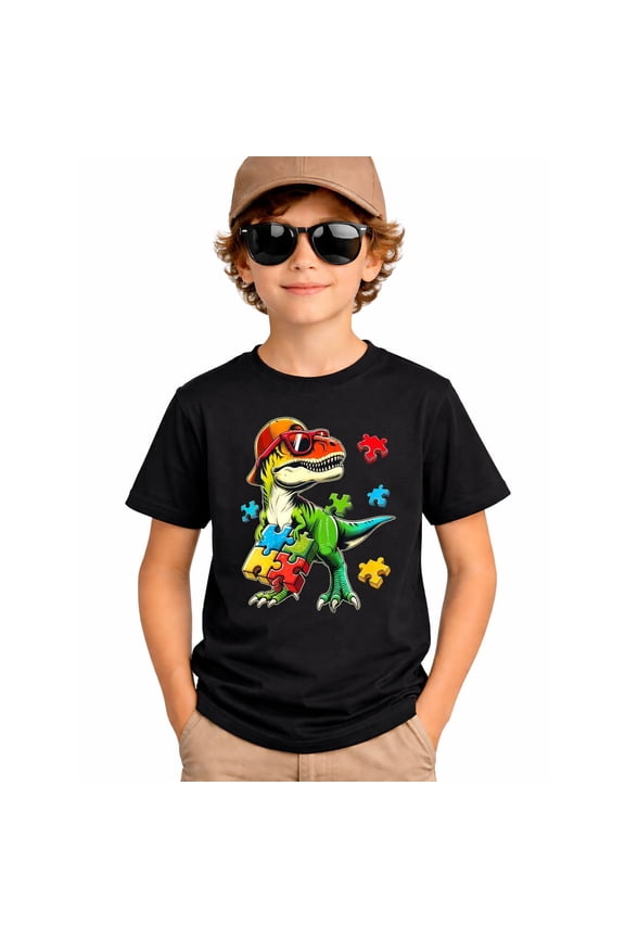 Autism Awareness Shirt Kids Toddler Dinosaur Autistic Boys T-Shirt