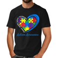 thumbnail image 1 of Autism Awareness Shirt Men: Autism Acceptance T Shirt Autism Support Inspirational Short Sleeve Tee Tops(Black,L), 1 of 4