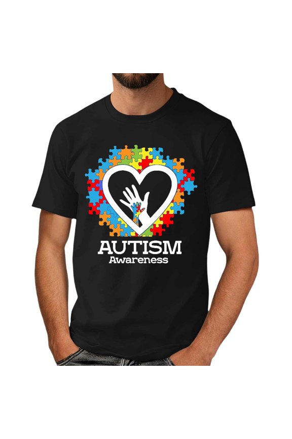 Autism Awareness Shirt Men: Autism Acceptance T Shirt Autism Support Inspirational Short Sleeve Tee Tops(Black,S)