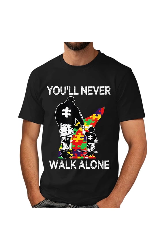 Autism Awareness Shirt Men: Autism Acceptance T Shirt Autism Support Inspirational Short Sleeve Tee Tops(Black,XL)