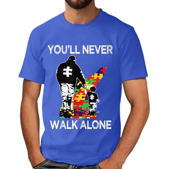 Autism Awareness Shirt Men: Autism Acceptance T Shirt Autism Support Inspirational Short Sleeve Tee Tops(Blue,L)