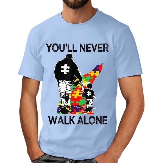 Autism Awareness Shirt Men: Autism Acceptance T Shirt Autism Support Inspirational Short Sleeve Tee Tops(Light Blue,XXL)