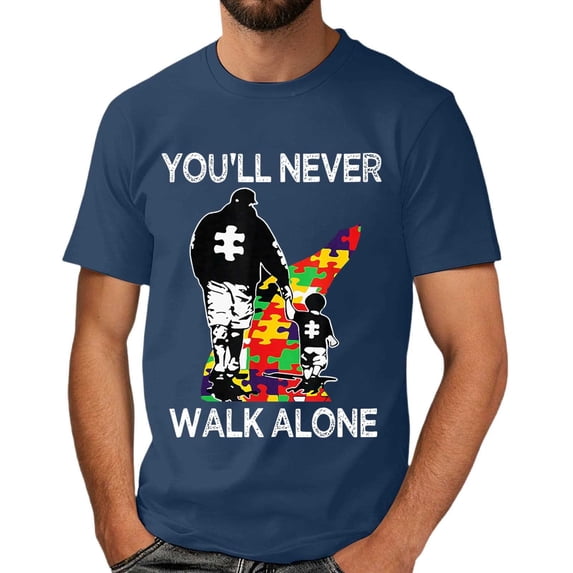 Autism Awareness Shirt Men: Autism Acceptance T Shirt Autism Support Inspirational Short Sleeve Tee Tops(Navy,S)