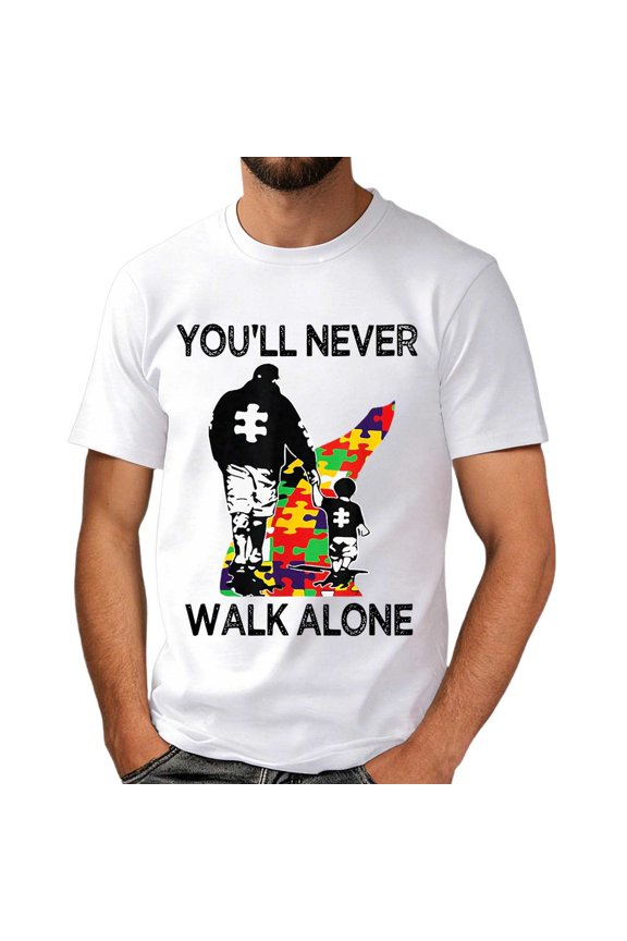 Autism Awareness Shirt Men: Autism Acceptance T Shirt Autism Support Inspirational Short Sleeve Tee Tops(White,S)