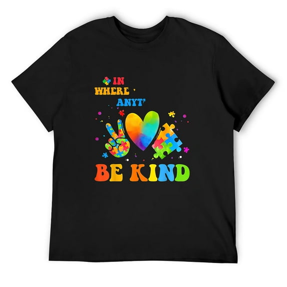 Autism Awareness Shirt Men Be Kind Shirts Autistic Support T-Shirt Black X-Large