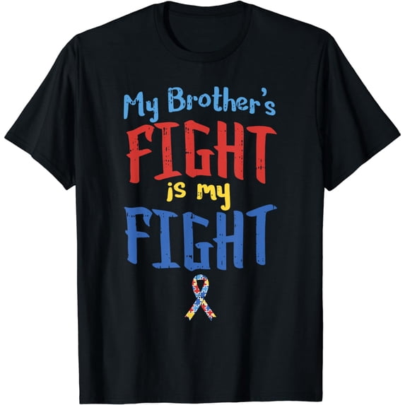 Autism Awareness Shirt Ribbon My Brothers Fight Boys Girls T-Shirt