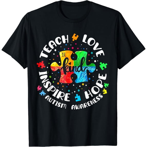 Autism Awareness Shirt Teach Hope Love Inspire Teacher T-Shirt