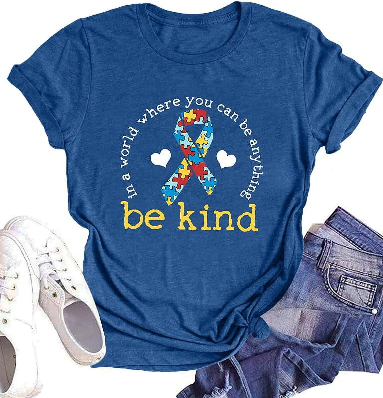 Autism Awareness Shirt Women : Be Kind Autism T Shirts Puzzle Graphic ...