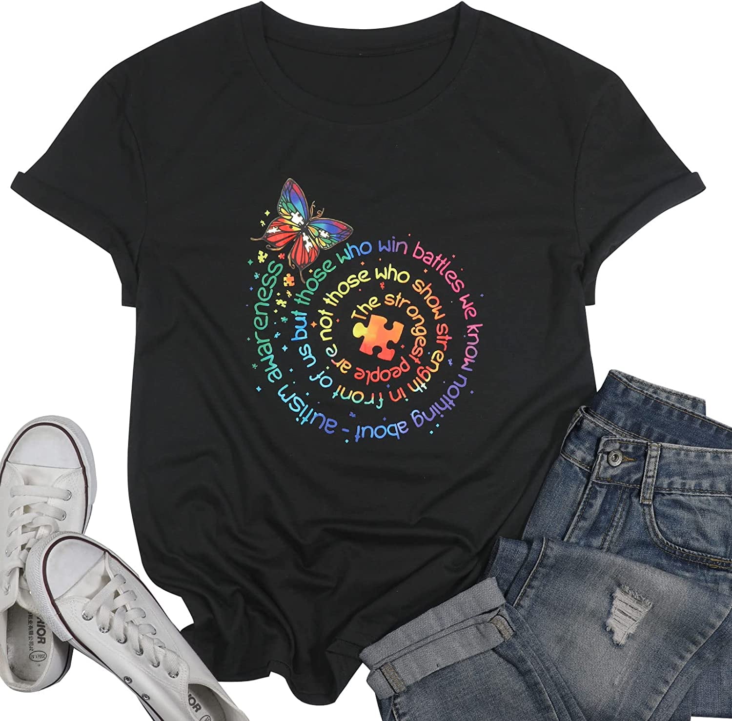 Autism Awareness Shirt Women Puzzle World Autism Awareness Month T