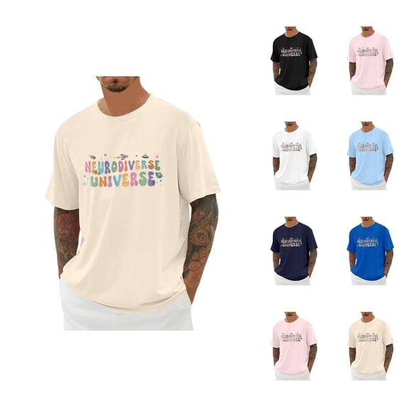 Autism Awareness Shirt for Men Women 2026 Summer Casual Short Sleeve Crewneck Neurodiverse Universe Graphic Tee Shirt