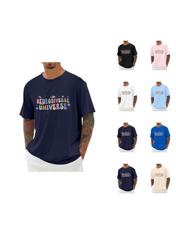 Autism Awareness Shirt for Men Women 2026 Summer Casual Short Sleeve Crewneck Neurodiverse Universe Graphic Tee Shirt