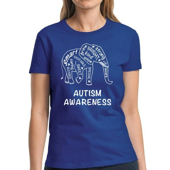 Autism Awareness Shirt for Women - Autism Awareness Elephant Graphic Tee S M L XL 2XL 3XL