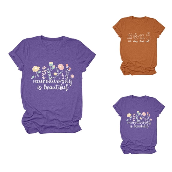 Autism Awareness Shirt for Women Mental Health Shirts Short Sleeve Crewneck Autism Support Tee Shirt