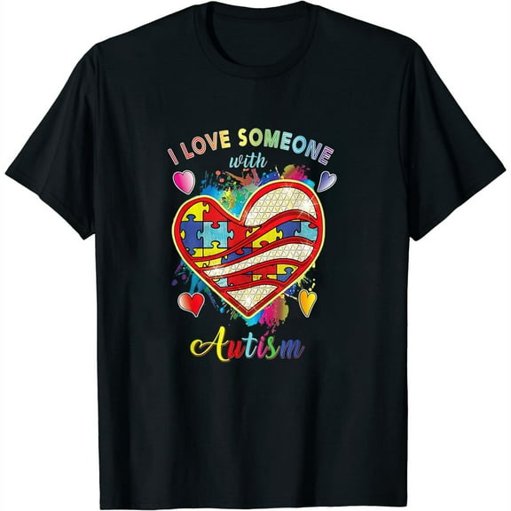 Autism Awareness Shirts I Love Someone With Autism Womens T-Shirt Black Small
