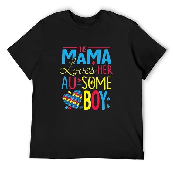 Autism Awareness Shirts Men Aspergers Mom Son Girls T-Shirt Black Small