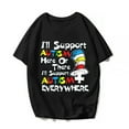 thumbnail image 1 of Autism Awareness Shirts Womens Men Short Sleeve Round Neck Autistic Support Graphic Tees Tops Black Medium, 1 of 4