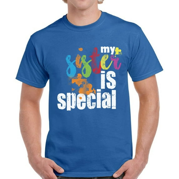Autism Awareness Shirts for Him Mens T-Shirt My Sister Is Special Graphic Tee