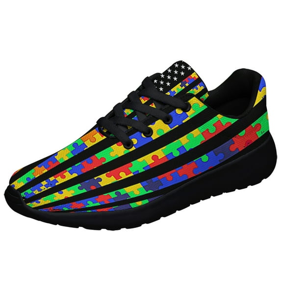Autism Awareness Shoes Sneakers Black Size 6