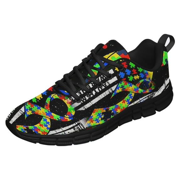 Autism Awareness Shoes for Men Women Running Shoes Lightweight Walking Sneakers Mesh Athletic Sport Shoes Black Size 12
