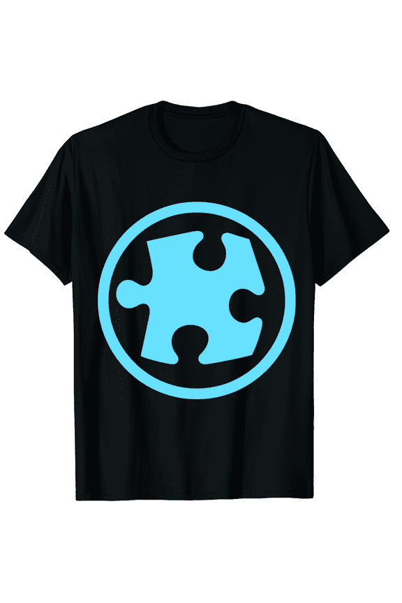 Autism Awareness Simple Puzzle Piece Circle Logo Short Sleeve T-Shirt for Women Men Everyday Wear