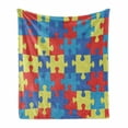 thumbnail image 1 of Autism Awareness Soft Flannel Fleece Throw Blanket, Repetitive Layout of Colorful Puzzle Pieces Colorful Design Print, Cozy Plush for Indoor and Outdoor Use, 50" x 70", Multicolor, by Ambesonne, 1 of 5