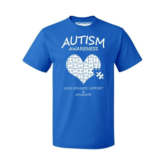Autism Awareness Support Heart Puzzle Men's T-shirt, 3XL, Royal