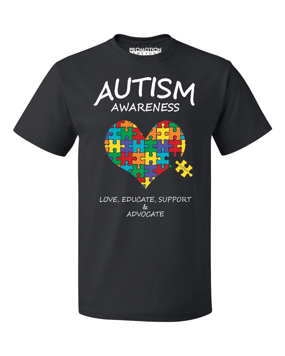 Autism Awareness Support Heart Puzzle Men's T-shirt, S, Black ...