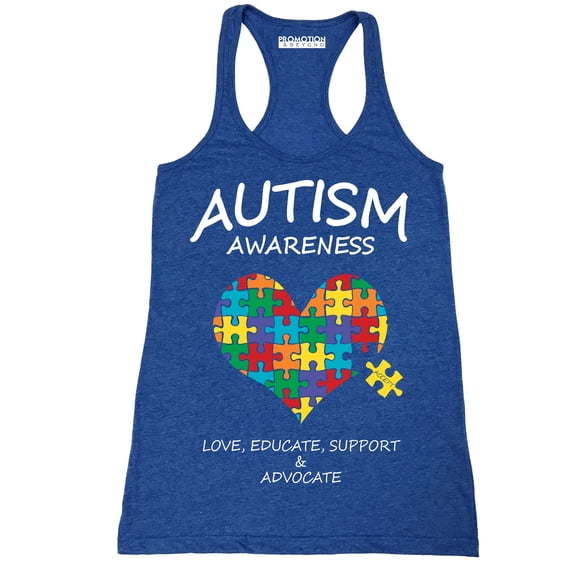 Autism Awareness Support Heart Puzzle Women's Tank Top, M, H. Royal (Multicolor)