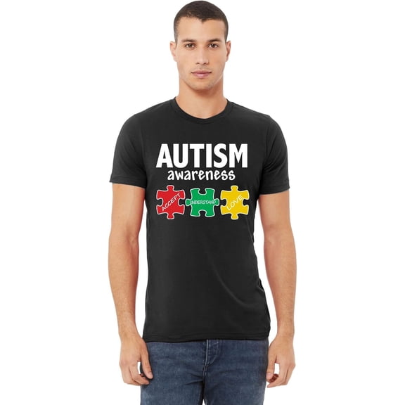 Autism Awareness Support Jigsaw Puzzle Men's Unisex T-Shirt for Men Women Kids Toddler,Black Color,Size L