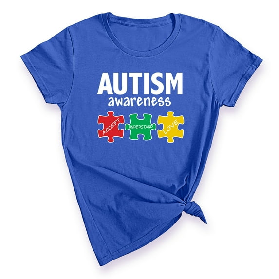 Autism Awareness Support Jigsaw Puzzle (Multicolor) Women's T-shirt, XL, Royal Blue