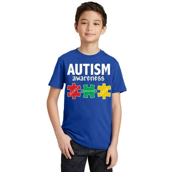 Autism Awareness Support Jigsaw Puzzle Youth T-shirt, Youth S, Royal (Multicolor)