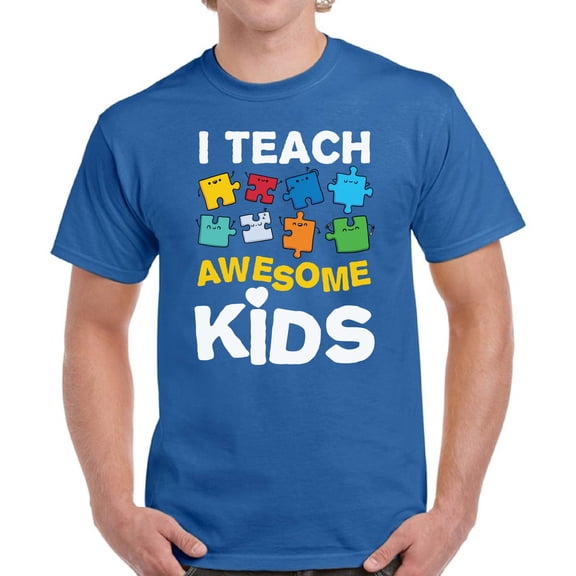 Autism Awareness Support Men T-Shirt Graphic Tee I Teach Awesome Kids