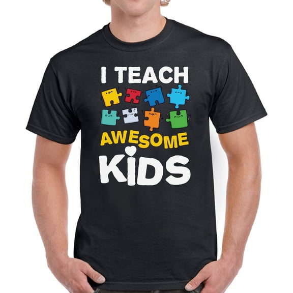 Autism Awareness Support Men T-Shirt Graphic Tee I Teach Awesome Kids