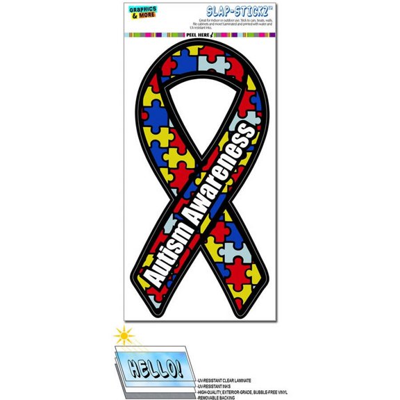 Autism Awareness Support Ribbon SLAP-STICKZ(TM) Premium Sticker